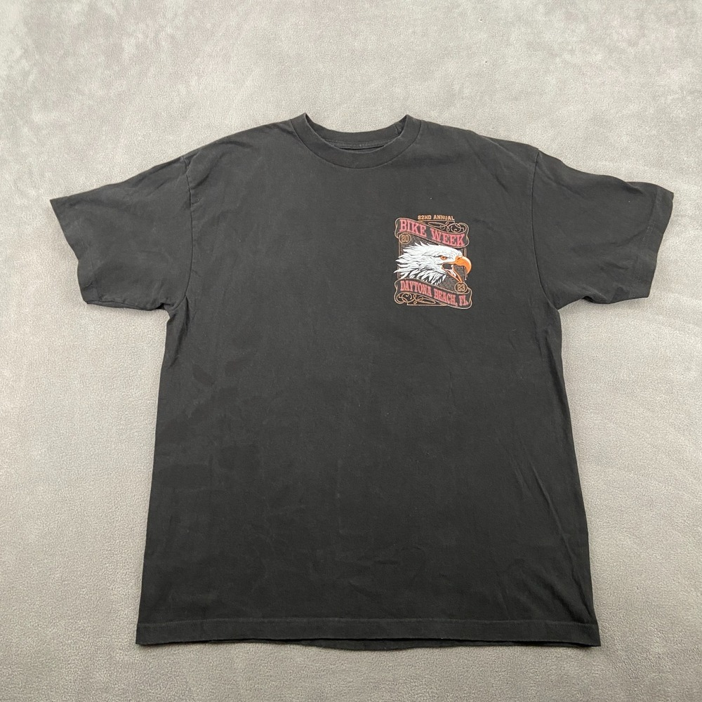 Vintage Daytona Beach Bike Week 82th Annual Eagle Motorcycle T Shirt Sz XL Black